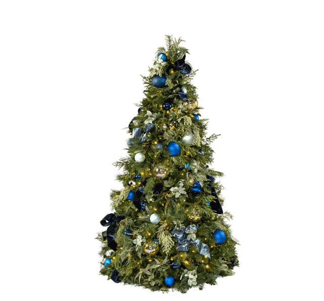 Botanical Elegance Blue Christmas Tree