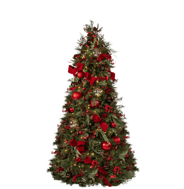 Botanical Elegance Red Christmas Tree